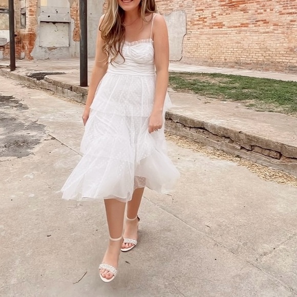 Lulu’s White Polka Dot Midi Dress - Picture 3 of 3